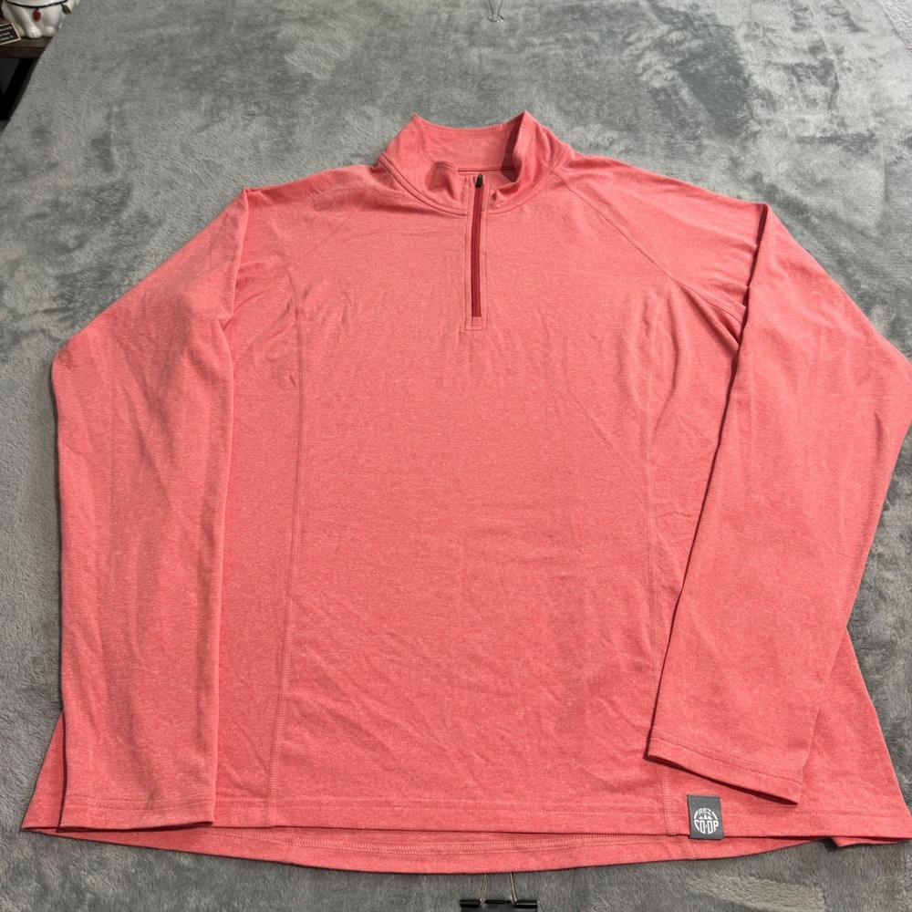 REI Co-op Womens XL Coral Heather Quarter Zip Pullover Active Hiking Top RN37249